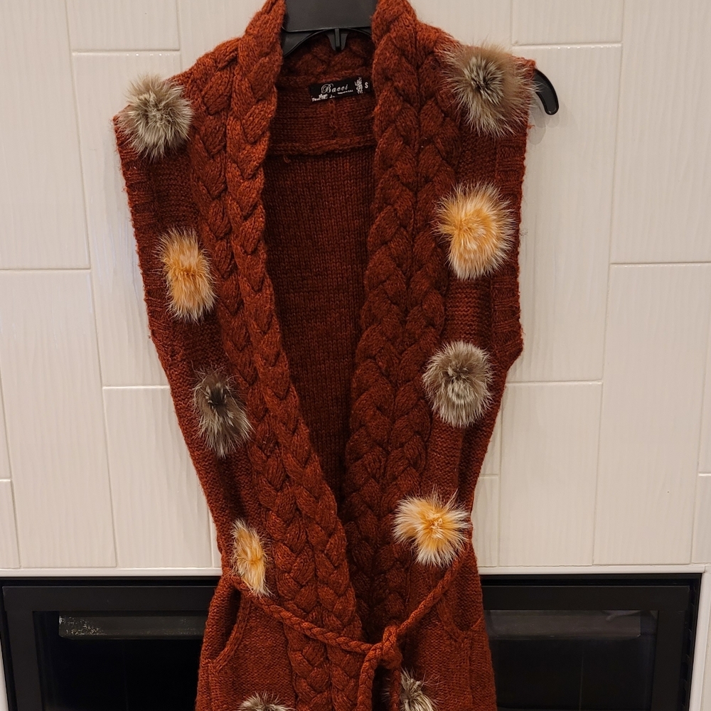 Womens Bacci Sleeveless Cardigan Sweater Size Small